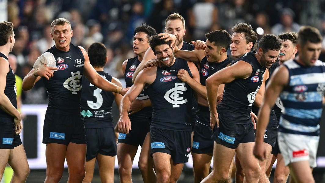 AFL match report: Blues hold on in stirring MCG win